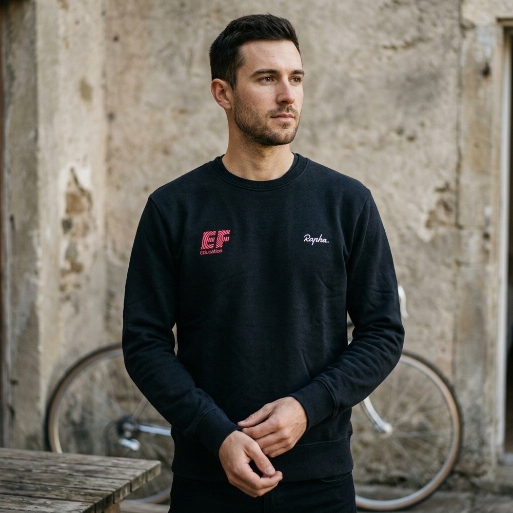 Rapha Mens EF Education First Sweatshirt XL Black Embroidered Cycling Top